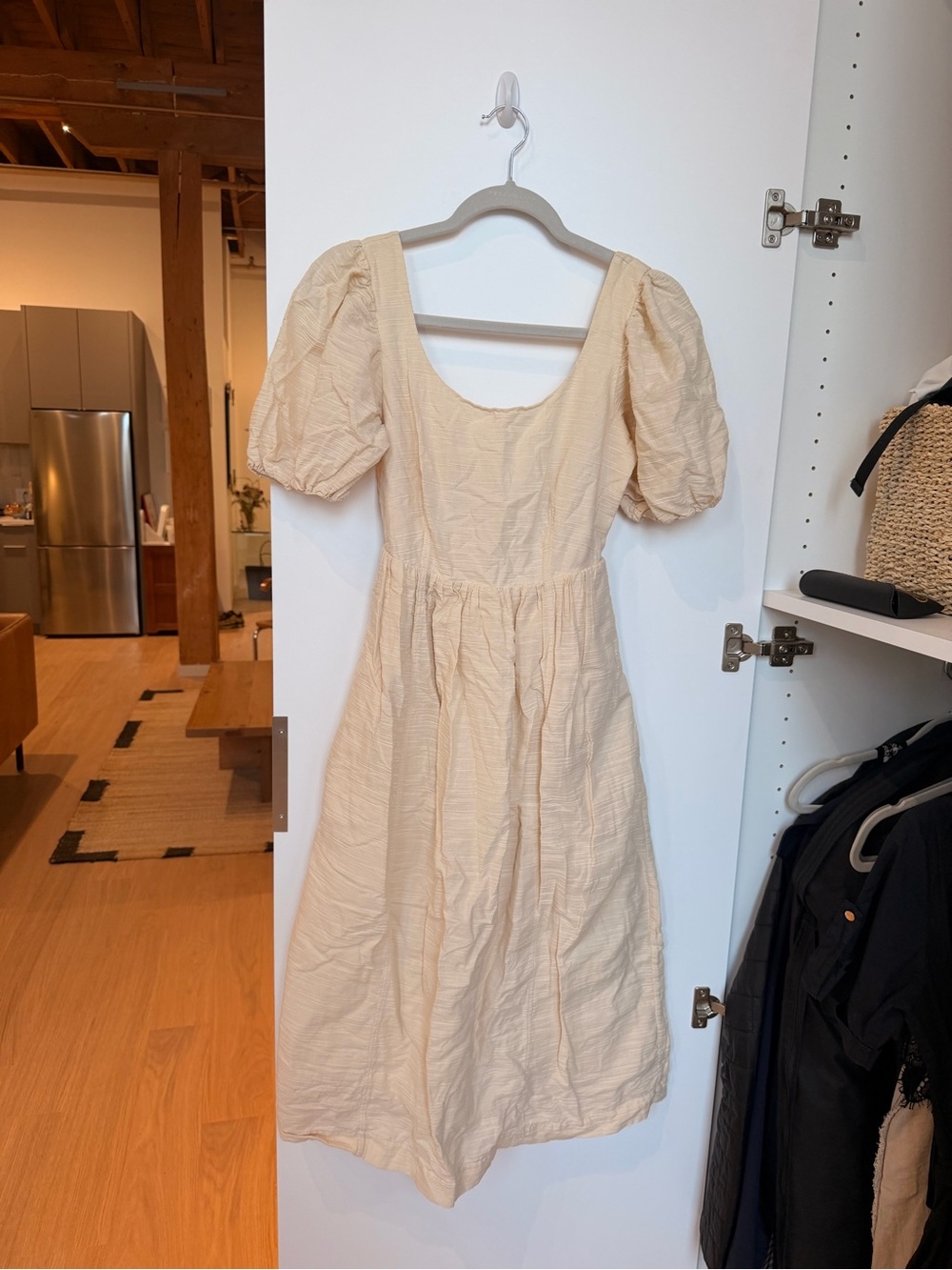 & Other Stories Cream Puff-Sleeve Midi Dress